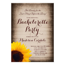 Rustic Wood Sunflower Bachelorette Party Invites