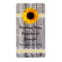 Rustic Wood & Sunflower Mini Wine Labels labels