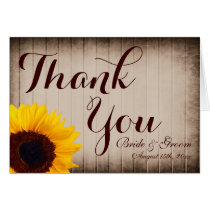 Rustic Wood Sunflower Wedding Thank You Cards