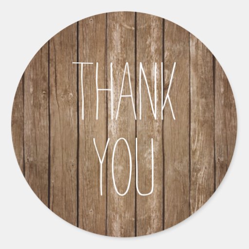 Rustic Wood Thank You Sticker Zazzle