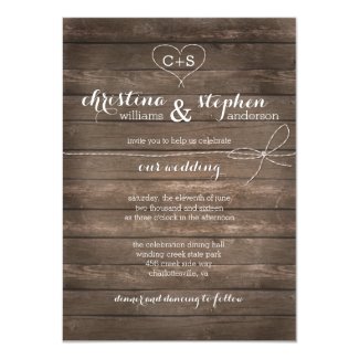 Rustic Wood Tie the Knot Wedding Invitation