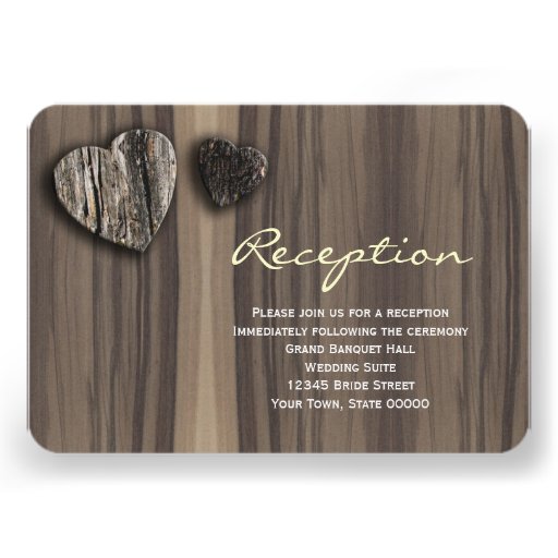 Rustic Wood Tree Bark Heart Reception Info Card