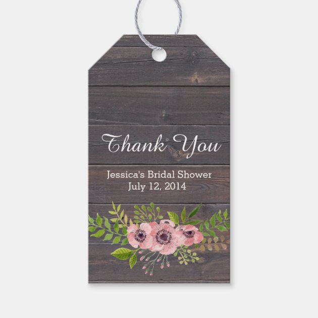 Rustic Wood Watercolor Floral Favor Tag, Thank you Pack Of Gift Tags-0