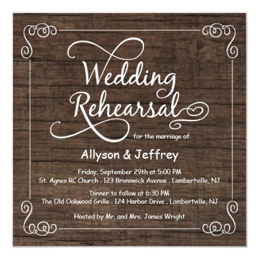 Country wedding rehearsal invitations
