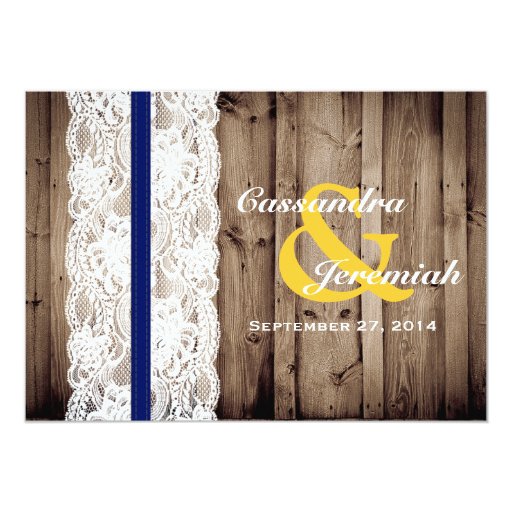 Rustic Wooden and Lace with Sunflower Wedding Announcement