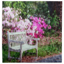 Rustic Wooden Bench In The Park Cloth Napkin