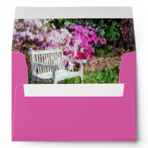 Rustic Wooden Bench In The Park Envelope