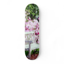 Rustic Wooden Bench In The Park Skate Board