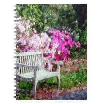 Rustic Wooden Bench In The Park Spiral Note Book