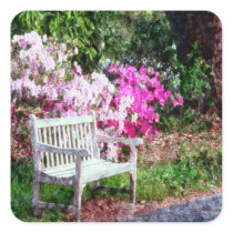 Rustic Wooden Bench In The Park Sticker