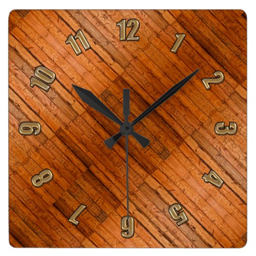 Rustic Wooden Boards Photo-sampled Art Square Wall Clock Rustic Wooden Boards Photo-sampled Art Square Wall Clock
