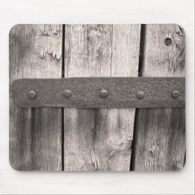 Rustic Wooden Door and Hinge Mouse Pad by loraseverson