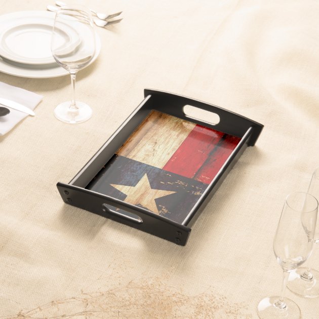 Rustic Wooden Texas State Flag Food Tray-1