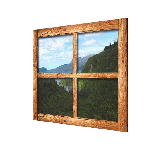Rustic wooden window frame view of New Zealand Canvas Print Zazzle