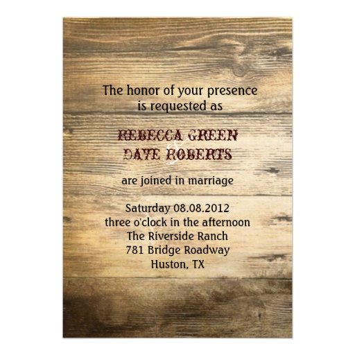 rustic woodgrain western farmhouse countrywedding announcements