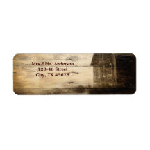 rustic woodgrain western farmhouse countrywedding return address label