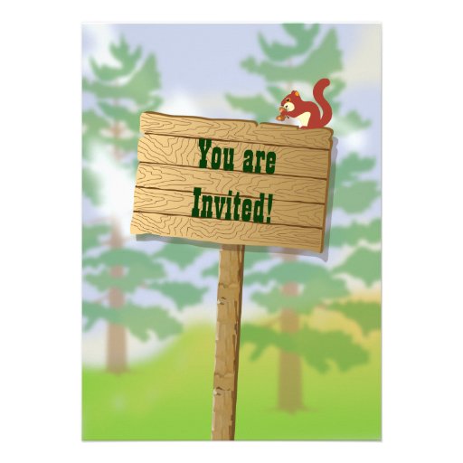 Rustic Woodland Baby Shower Party Invitations
