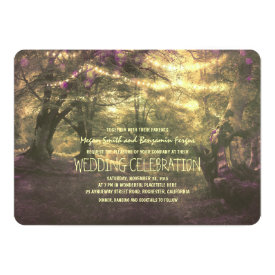 Rustic Woodland String Lights Trees Wedding 5x7 Paper Invitation Card