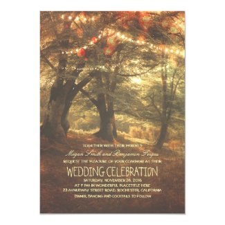 Rustic Woodland String Lights Trees Wedding