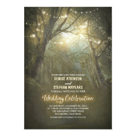 Rustic Woodland String Lights Wedding Invite
