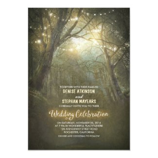 Rustic Woodland String Lights Wedding Invite