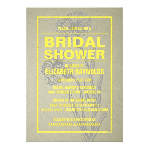 Rustic Yellow Bridal Shower Invitations