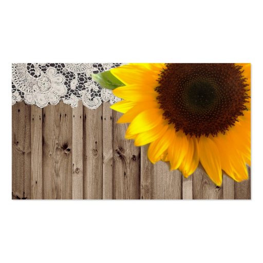 rustic yellow sunflower lace country flower shop business card templates (back side)