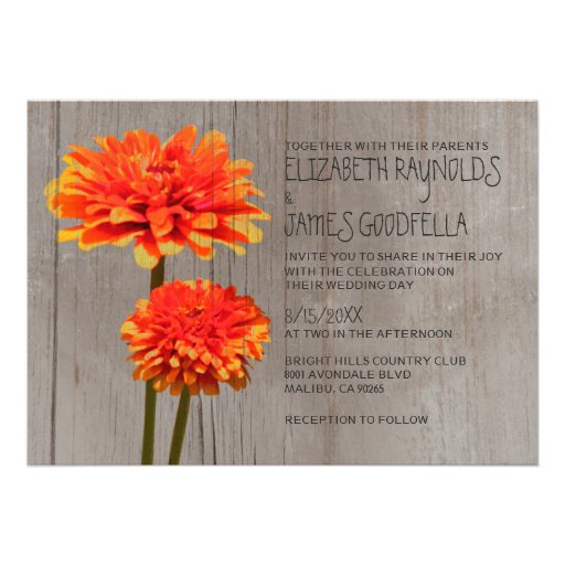 Rustic Zinnia Wedding Invitations