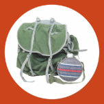 rustic, green, backpack, metal, frame, pockets,