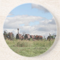 rusty antiques waiting beverage coasters