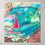 Rusty Chrysler Surrounded by Trees & Leaves Poster