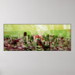 rusty city light green print
