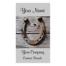 Rusty Horseshoe on Wooden Wall Rural Business Card