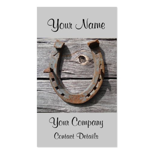 Rusty Horseshoe on Wooden Wall Rural Business Card (front side)