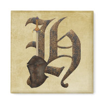 Rusty Knight Initial H magnets by initials Rusty Knight Initial H magnets