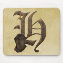 Rusty Knight Initial H mousepads