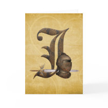 Rusty Knights Initial J Greeting Card