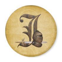 Rusty Knights Initial J Magnet