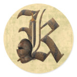 Rusty Knights Initial K Round Stickers