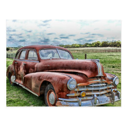Rusty Old Classic Car Vintage Automobile Postcard