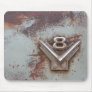 Rusty old V8 badge or emblem in chrome, attitude! Mousepads