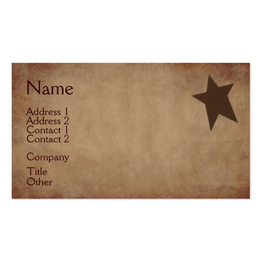 Rusty Stars Business Card (front side)