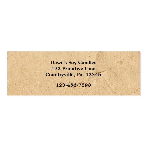 Rusty Stars & Candle Skinny Hang Tag Business Card Template (back side)