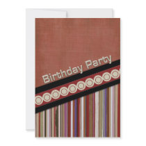 Rusty  Stripes Birthday Party Custom Announcement
