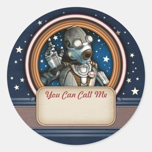 Rusty the Robot Name Tag Stickers