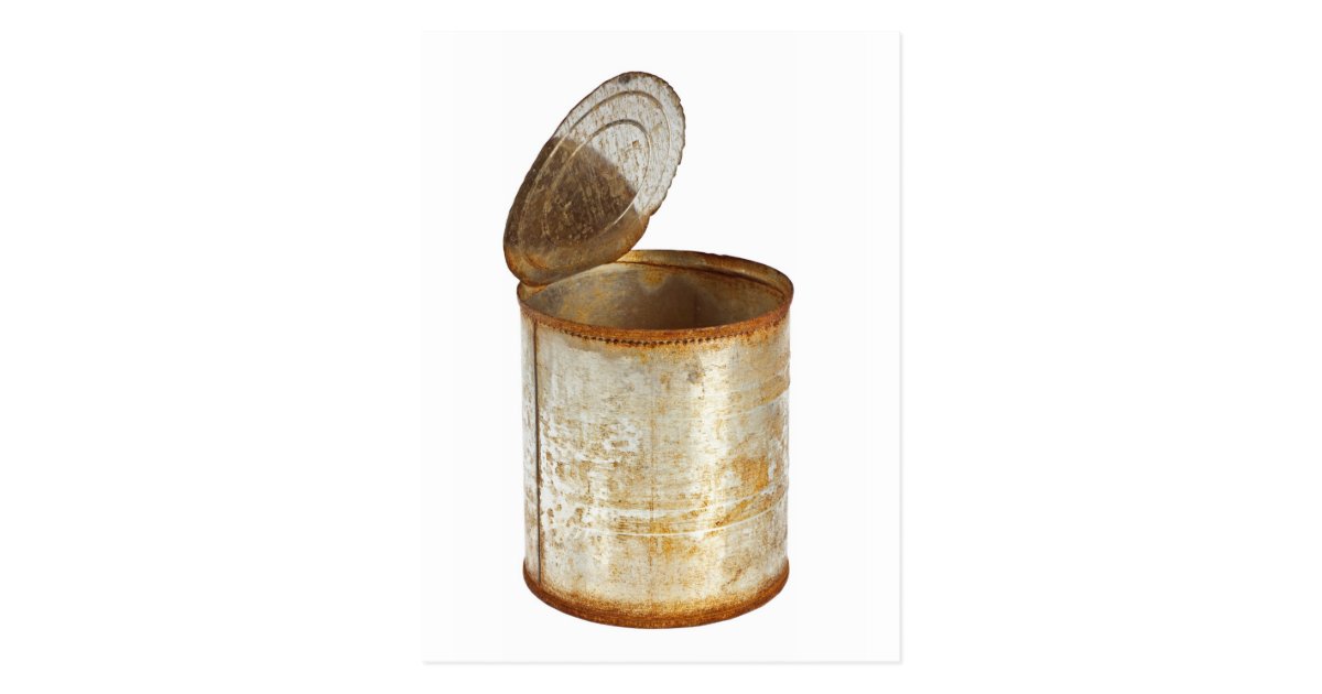 Rusty tin can postcard Zazzle
