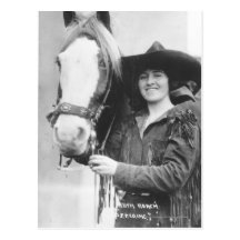 Ruth Roach and her horse. Postcard