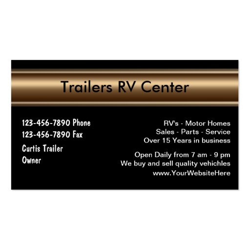 RV Trailer Business Cards