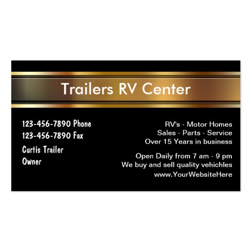 RV Trailer Business Cards (front side)