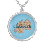 Rwanda Map + Name Necklace